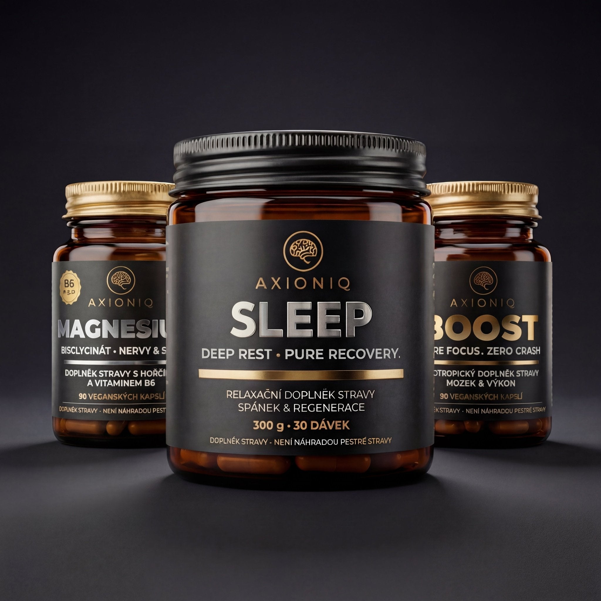 AXIONIQ Performance Core – Stack pro výkon a vitalitu | BOOST + Ashwagandha KSM 66 + Magnesium | Set 3 produktů - Axioniq labs