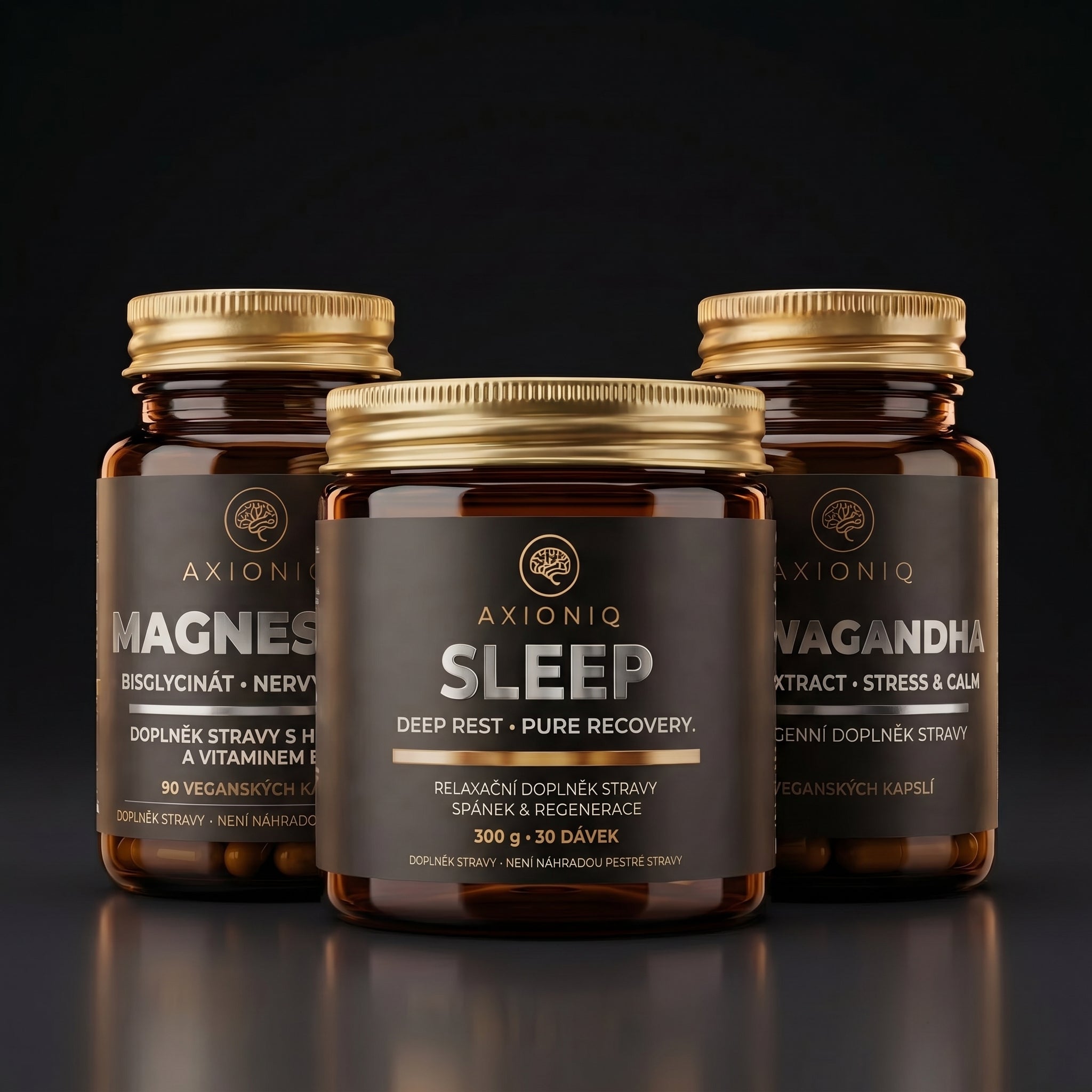 AXIONIQ Sleep Core – stack pro spánek, klid a regeneraci | SLEEP + Magnesium + Ashwagandha | Set 3 produktů - Axioniq labs