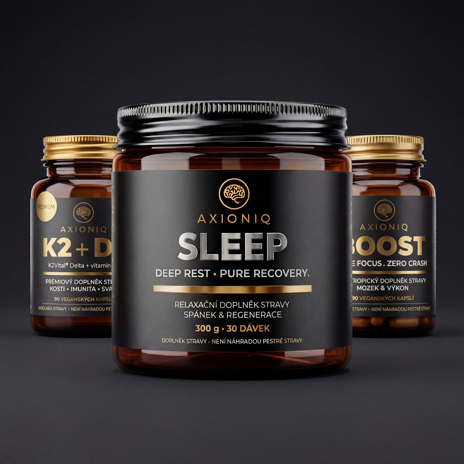 AXIONIQ Core+ – Ultimátny denný stack | BOOST + SLEEP + K2D3 + Magnesium | Set 4 produktov