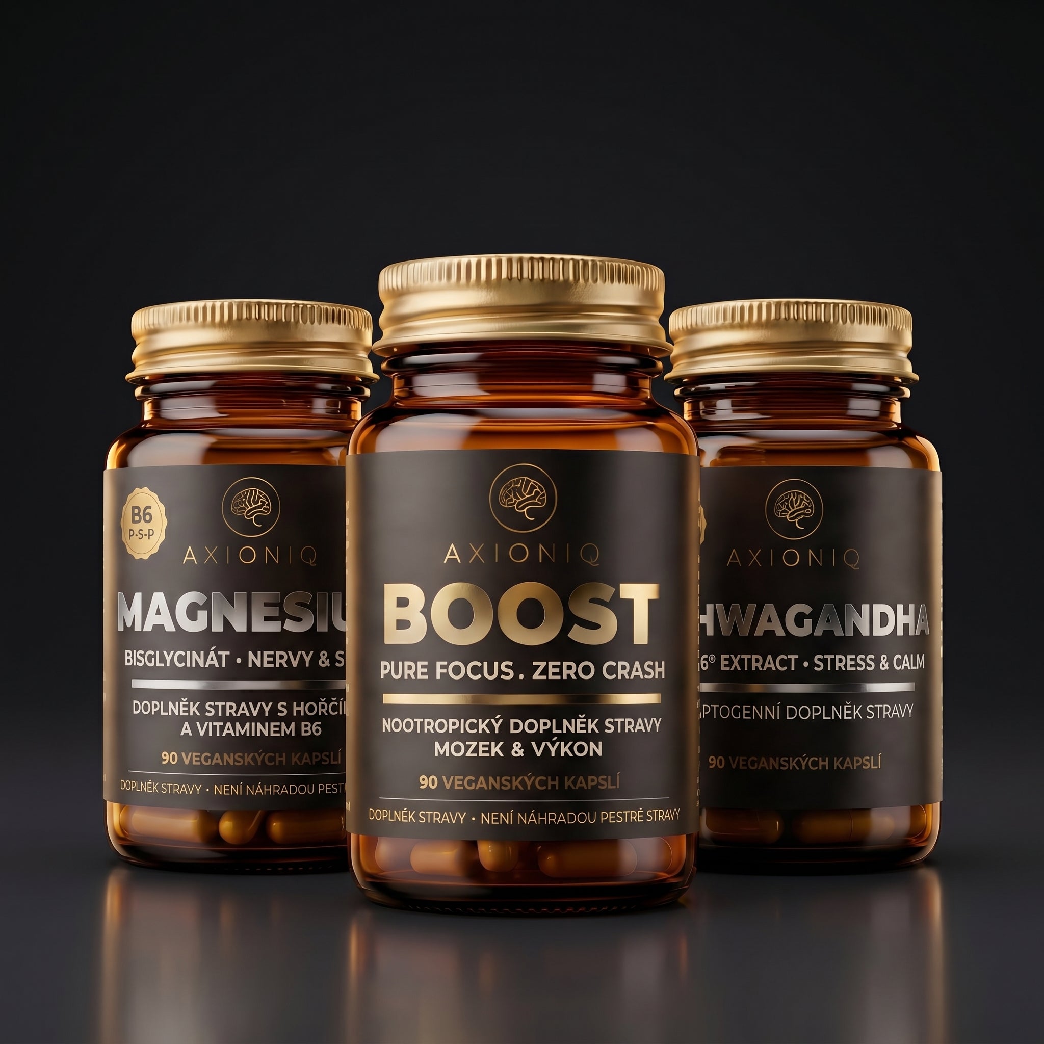 AXIONIQ Performance Core – Stack pro výkon a soustředění | BOOST + Ashwagandha KSM-66® + Magnesium Bisglycinate + B6 - Axioniq labs