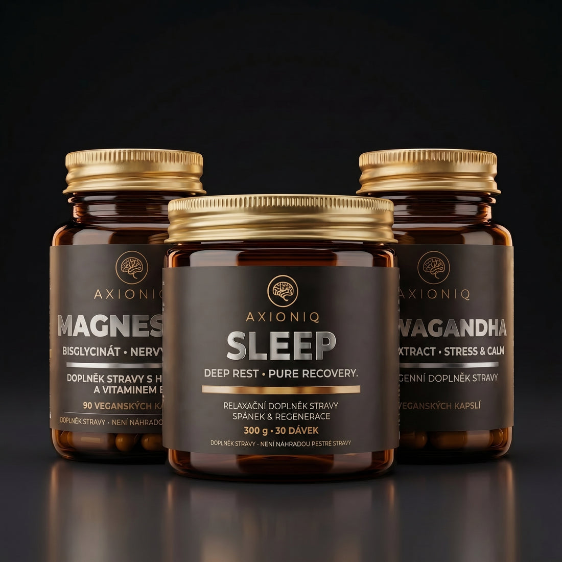 AXIONIQ Sleep Core – stack pro spánek, klid a regeneraci | SLEEP + Magnesium + Ashwagandha | Set 3 produktů - Axioniq labs