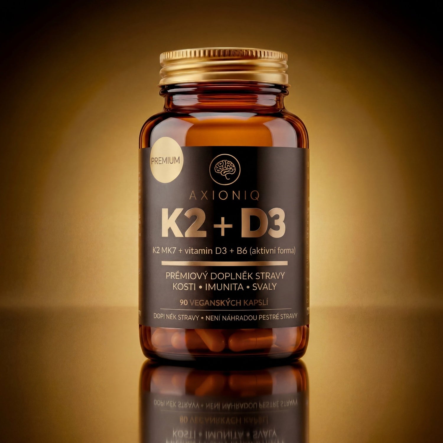 AXIONIQ Vitamin K2 (MK - 7) + D3 + B6 – Doplněk stravy | 90 kapslí - Axioniq labs