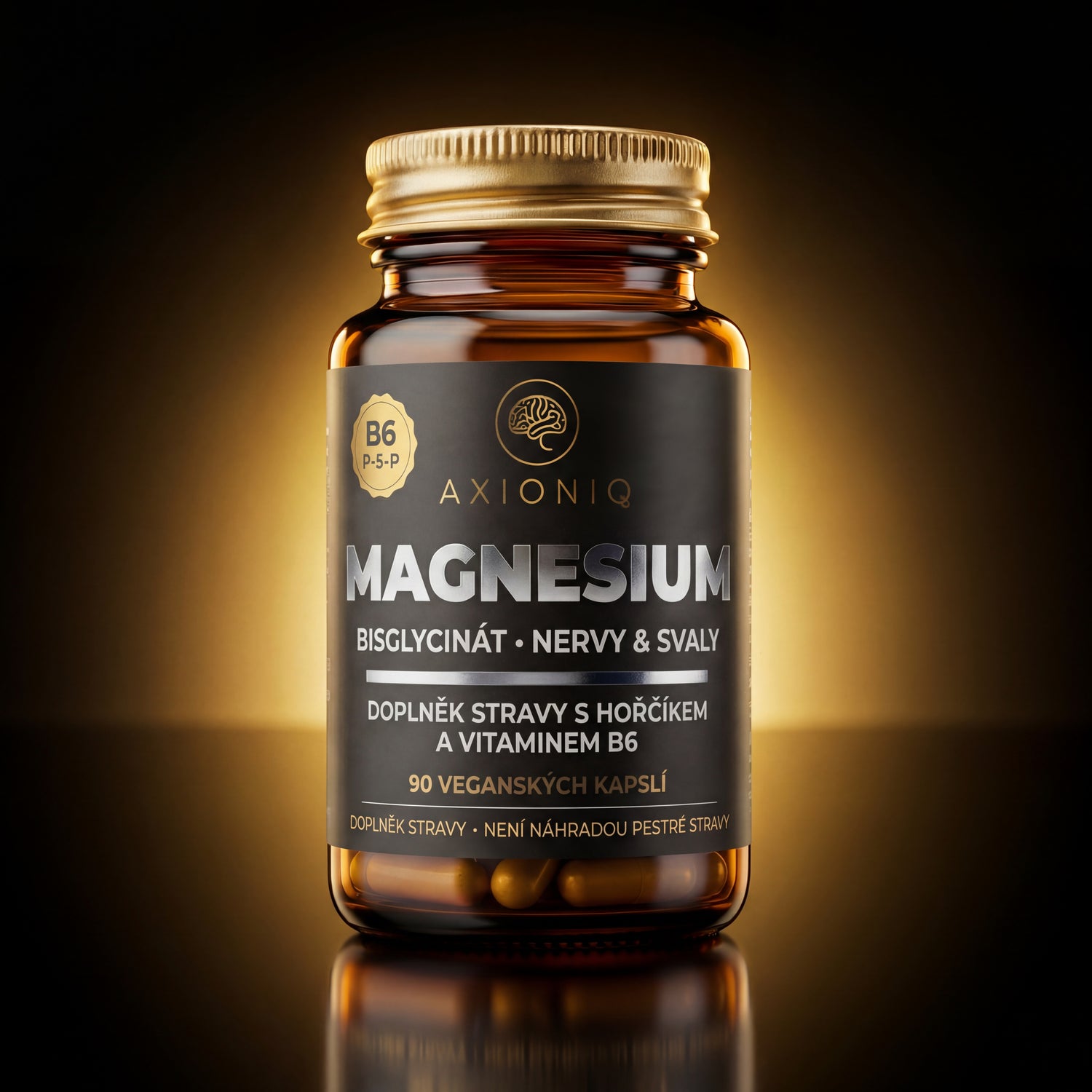AXIONIQ Magnesium Bisglycinát + B6 (P-5-P) – Nervy a svaly | 90 vegánskych kapsúl